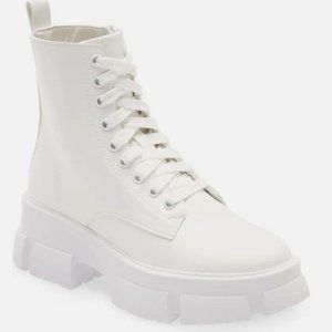 Steve Madden THOR Leather Combat Lug Boots White Size 7.5US